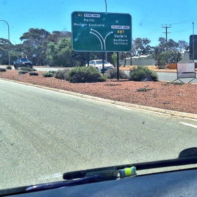 Porta Augusta road sign to Perth