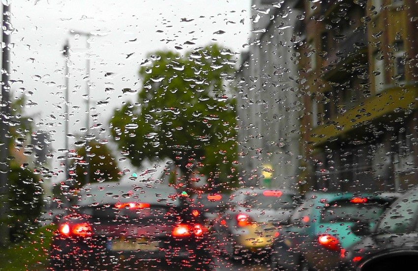 One of Those Mornings - looking at traffic through a wet windscreen.